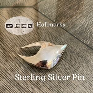 Vintage Sterling Silver Abstract Soaring Bird Pin - Brooch Sleek Modern Design